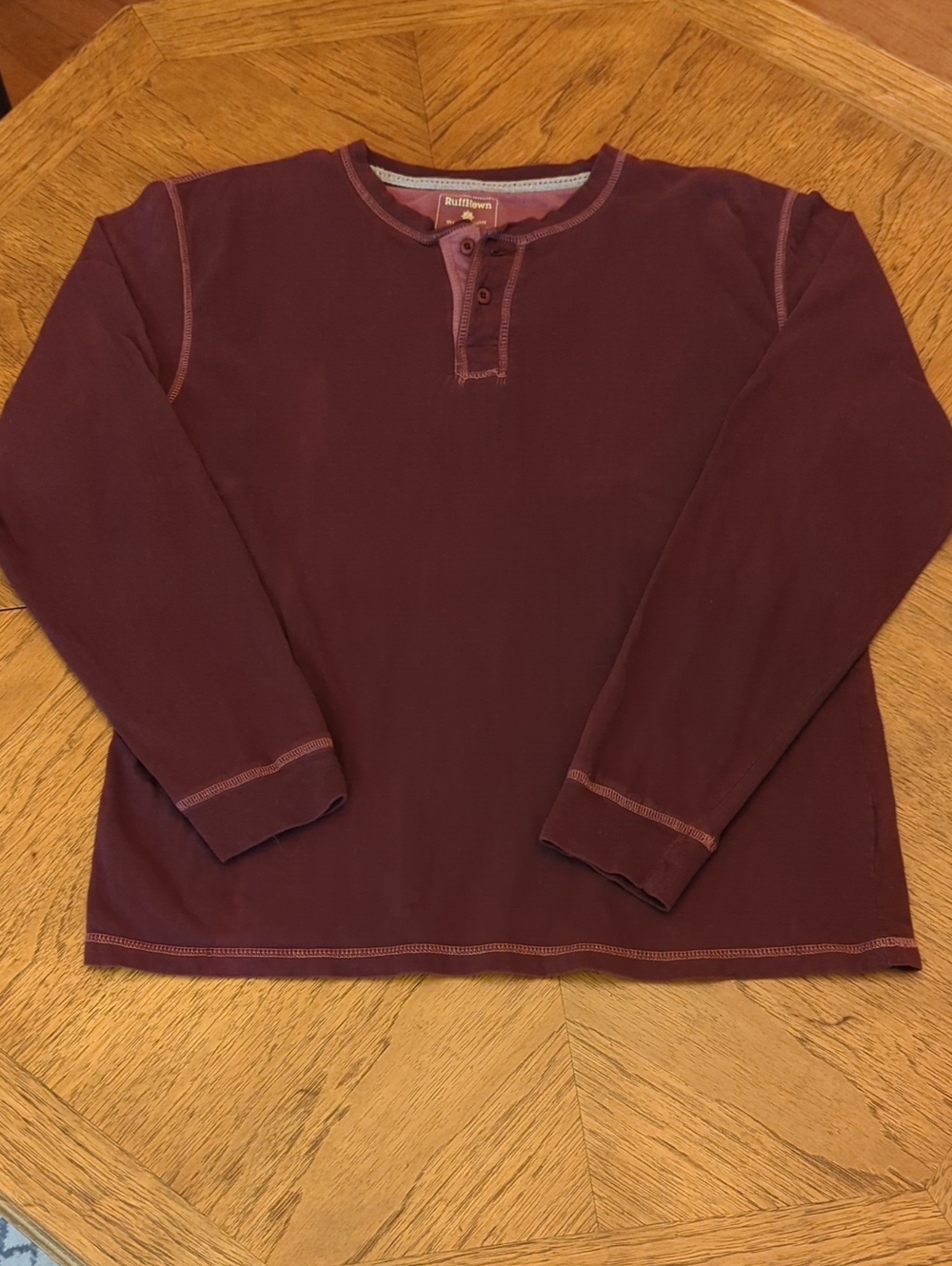 Ruff Hewn 100% Cotton Maroon Long-Sleeve Henley